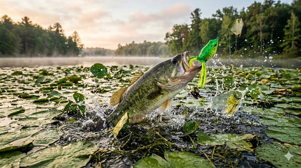 Bass Fishing in Lily Pads